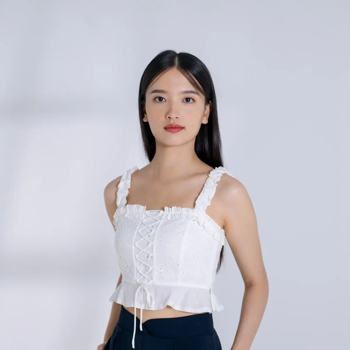 Sofia Eyelet Top - White colour