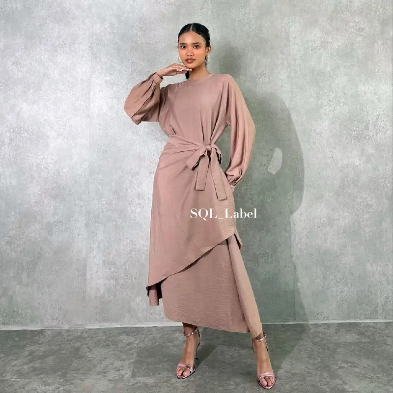 Felicia Dress Midi Dress Wanita Simple Casual atau Formal dengan Layer Pinggang Depan dan Belakang Gaun Panjang Nyaman 3