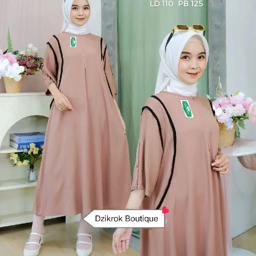 Seyla Dress Daster Midi Matt Rayon Twill Premium By Dzikrok Busui Friendly  Bumil Wanita Dress Adem Panjang Ibu Menyusui Cantik