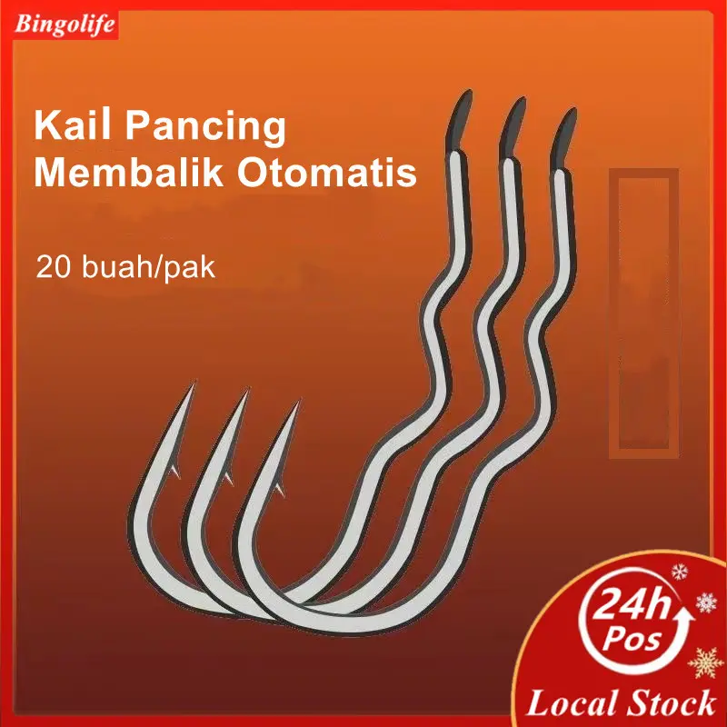 Bingolife Kail Pancing Membalik Otomatis 20 Buah/Pak Kail Pancing Anti Mocel Untuk Ikan Mas Semah Ikan Nila Kail Pancing Kuat Tajam Galatama Ikan Wader Automatic Flipping Fishhook 0