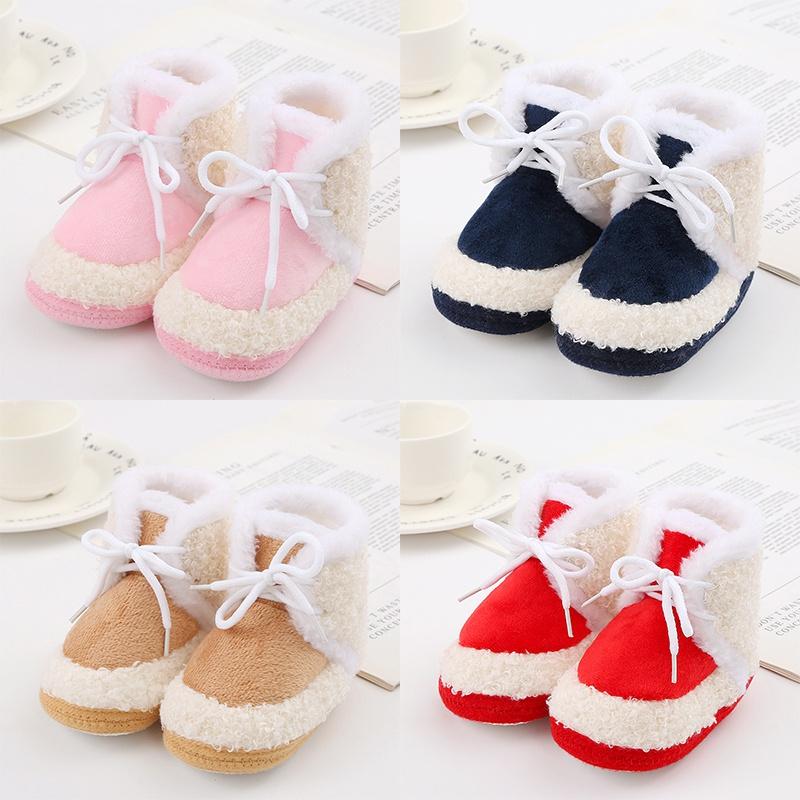  Bốt Đi Tuyết Chắp Vá Bằng Vải Nhung Lông Cho Bé Giày Đế Mềm Cho Trẻ Mới Biết Đi Đơn Giản Và Ngọt Ngào Đệm Cotton Cho Trẻ Sơ Sinh Bốt Đi Tuyết Ren Cho Bé Trai Và Bé Gái 