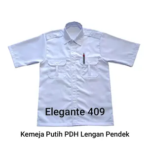 Baju Dinas Putih Pria,Lengan Pendek,Seragam PNS Pria Lembut Nyaman Panjang Katun Kain Kantong