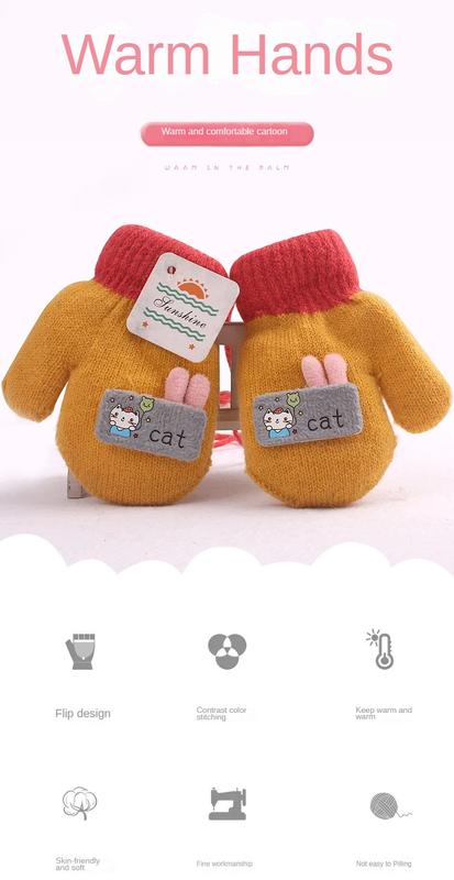Product Introduction of 1-4 Years baby Winter Hand Gloves Thick Warmer Knitted Mittens Thicken Mittens for Kids Cute Cartoon Gloves Boys Girls 2