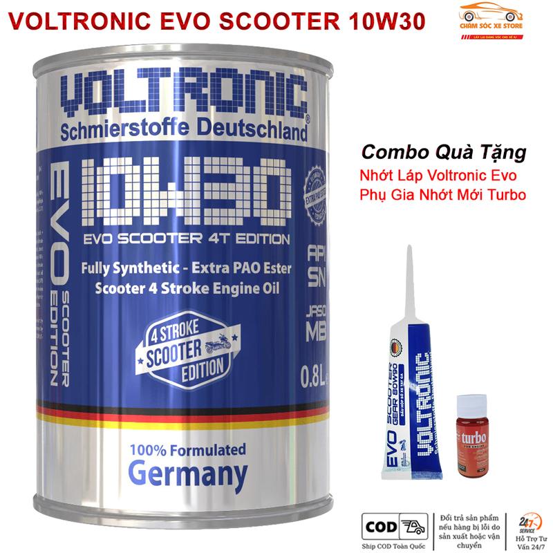 Dầu Nhớt Dành Cho Xe Tay Ga Voltronic Evo Scooter 10w30 Tặng Kèm 1 Láp Voltronic Evo Và 1 Phụ Gia Nhớt Mới Xado Very Turbo