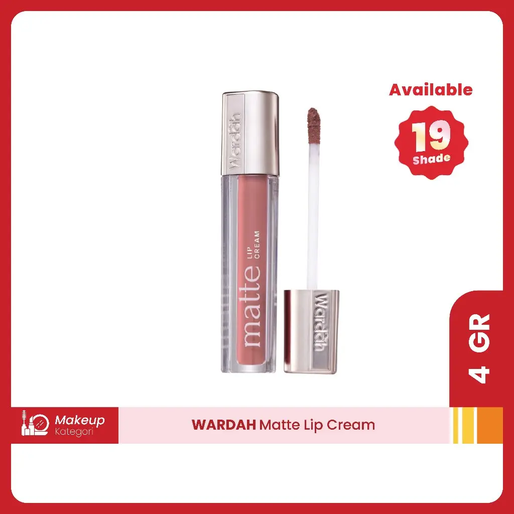 WARDAH Matte Lip Cream 4 g Warna Intense dan Tahan Lama Matte Finish Teksture Creamy Liptint Lip Stain Lipstik Lip Tint Lip Matte Lipstick Lipcream Glossy Longlasting Waterproof Tahan Lama Two Tone Lip - Makeup