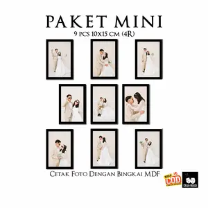 Paket Mini 9 Pcs Cetak Foto 4R + Bingkai MDF Aesthetic