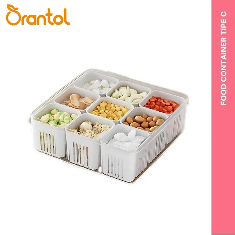 【COD】Orantol Kotak Penyimpanan Bersekat 4 6 9 Sekat | Food Container Penyimpanan Buah atau Bumbu Dapur Bawang Cabai
