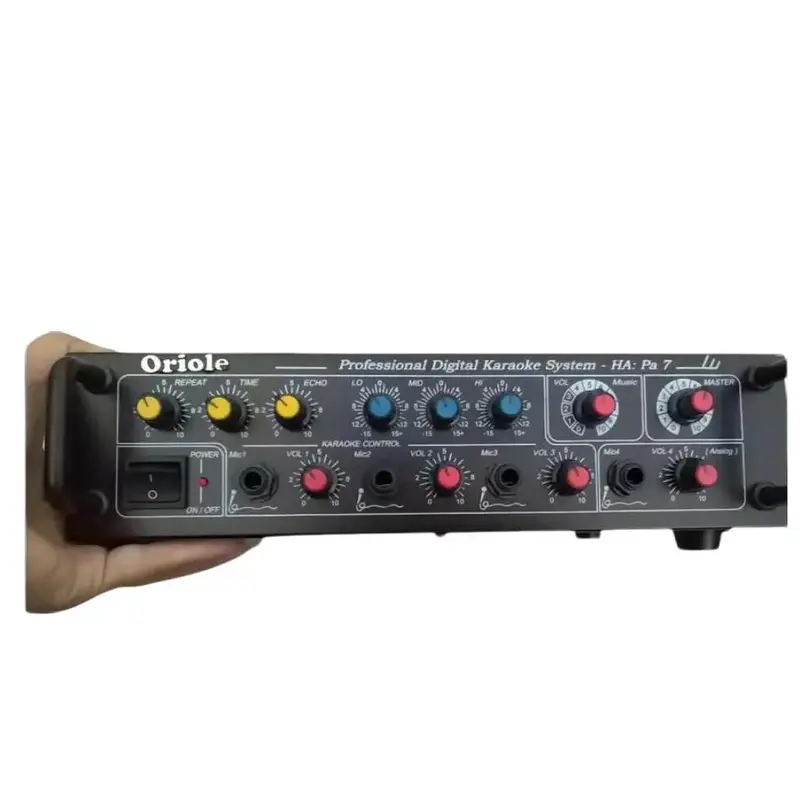 Amli mini công suất 250W  4 đường míc nguồn  điện 220v Nghe Nhạc Mixer 5