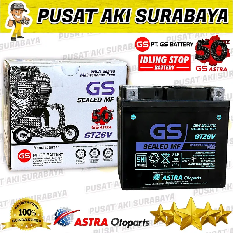 ASLI GS ASTRA GTZ6V ORIGINAL ACCU AKI KERING SEPEDA MOTOR YAMAHA ALL NEW NMAX LEXI MTZ6S YTZ6V 4