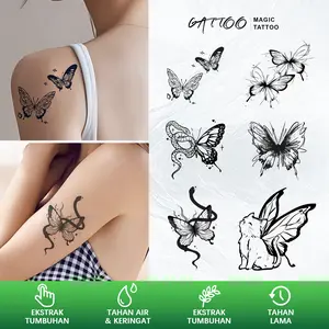 ZOAR Y02 Stiker Tato Temporary Semi Permanen【Kombinasi kupu-kupu】Tahan lama Tattoo menempel dekorasi seni untuk pria dan wanita