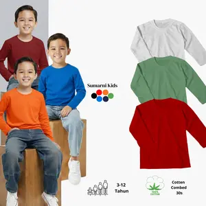 Kaos Anak Polos Lengan Panjang Umur 3-12 Tahun Bahan Katun 30s Baju Anak Laki & Perempuan Fashion
