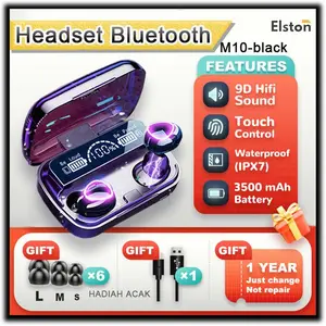New arrival PROMO NIH JENK..?HEADSET GAMING Elston Earphone Bluetooth TWS m10 headset bluetooth M10 Original handset bluetooth Full Bass Stereo Headset Bluetooth 5.3 Dengan Mikrofon HIFI Stereo 9D With 3500 mAh Powerbank FULL BASS TERBAIK Headphone Putih