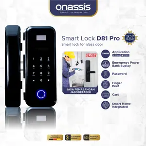 ONASSIS SMART LOCK D81 PRO Smart Lock untuk Pintu Kaca dengan Kunci Manual & Fingerprint,Password, Card RFID dan Aplikasi Onassis Smart - Garansi 3 Tahun Elektronik