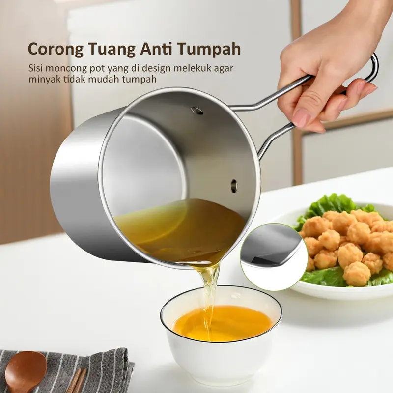 [LXS] Panci Multifungsi 3 in 1 Multi Deep Fryer Set Panci Penggorengan Rebus Stainless Steel Saringan Capitan Klip Makanan 3
