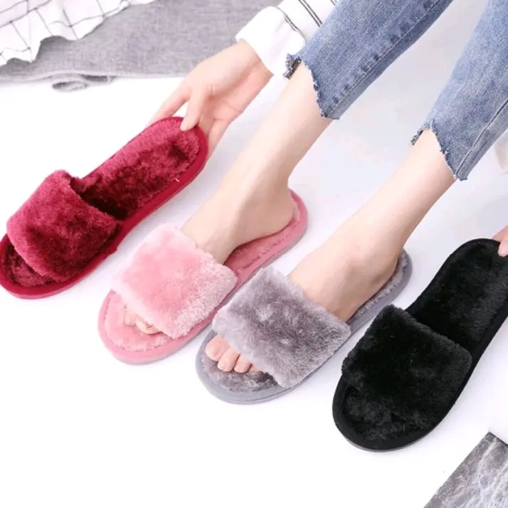 PROMO Sandal Wanita Slop Bulu Sandal Rumah Sandal Santai Shoes