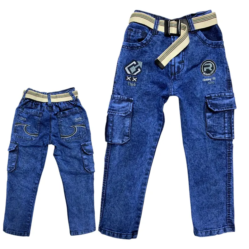CELANA JEANS DENIM ANAK FASHION Motif Bordir LAKI-LAKI PANJANG KARGO GESPER USIA 5-12 TAHUN, PJKK14 Fashion 0