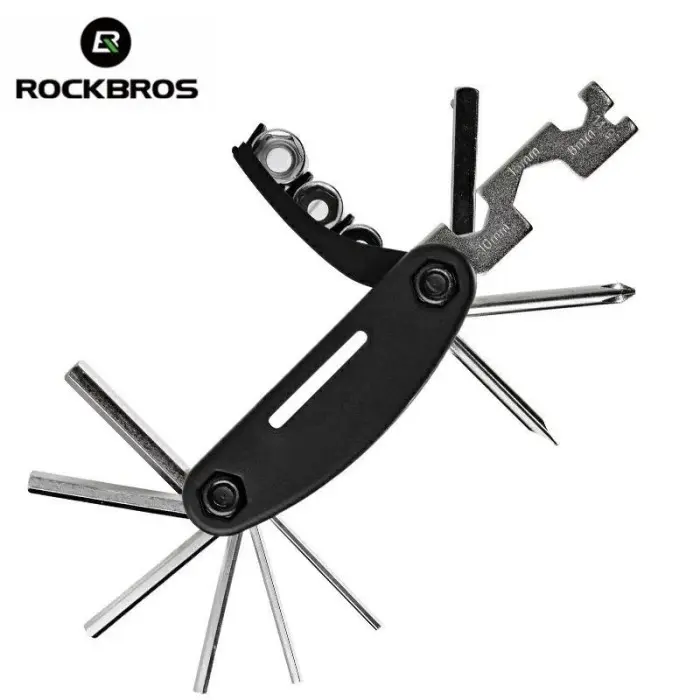 Rockbros Kunci Set Lipat Bahan Carboon Steel Baja Toolkit 16 In 1 Shok Obeng / Rockbros Kunci Set Sepeda 16 In 1 Multifungsi Tools Kit /  Rockbros kunci lipat 2