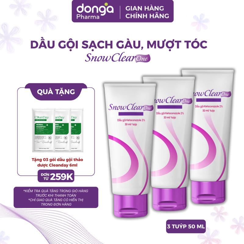 COMBO 3 tuýp Dầu gội đầu SnowClear One tác động kép chiết xuất dầu dừa - Tuýp 50ml