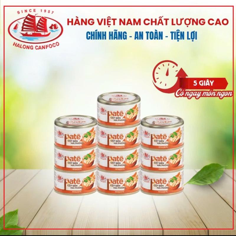 HỘP NHỎ COMBO 10 Hộp Pate Cột Đèn Hải Phòng 90G - Đồ Hộp Hạ Long. Ăn liền với bánh mỳ cơm xôi đều ngon. Dùng cho người lớn và trẻ em đều được. Tiện lợi đi du lịch picnic.