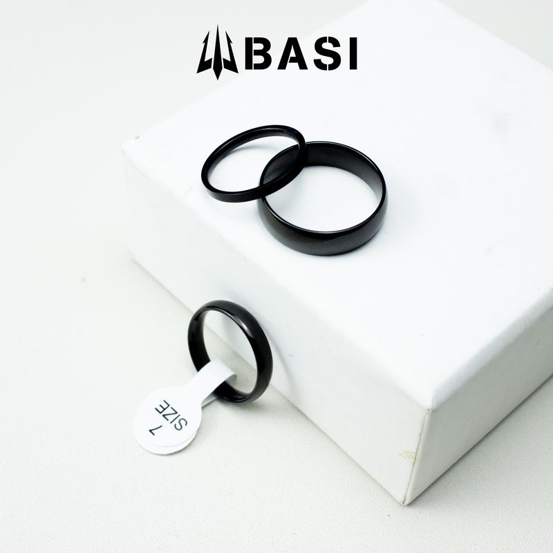 Nhẫn Đen Trơn Nam Nữ Thép Titan Chống Gỉ, Ring Basi Unisex Kiểu Dáng Đơn Giản Siêu Bền NH002