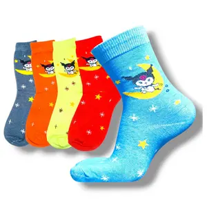 4 Pasang Kaos Kaki Anak Perempuan TK SD Motif Kuromi Lucu Bahan Katun Lembut Adem Elastis Nyaman Seharian