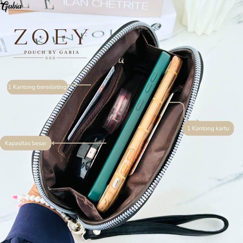 Product Introduction of GFR - Zoey By Gabia Pouch wanita simpel  pouch bordir terbaru murah/multifungsi muat make up/hp bahan kulit sintesis 3