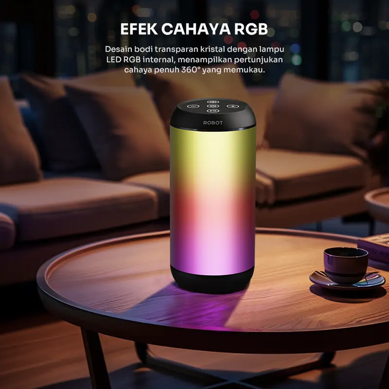 ROBOT Speaker Bluetooth Superbass 10W IPX4 With RGB Light Speaker Wireless Waterproof RB510 Original - Garansi 1 Tahun 1