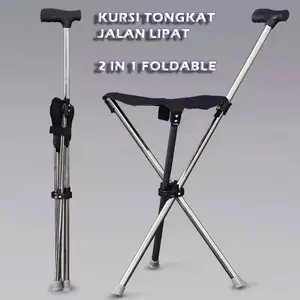Kursi Tongkat Jalan Lipat 2in1 Foldable Cane Chair Lightweight - LC-240317