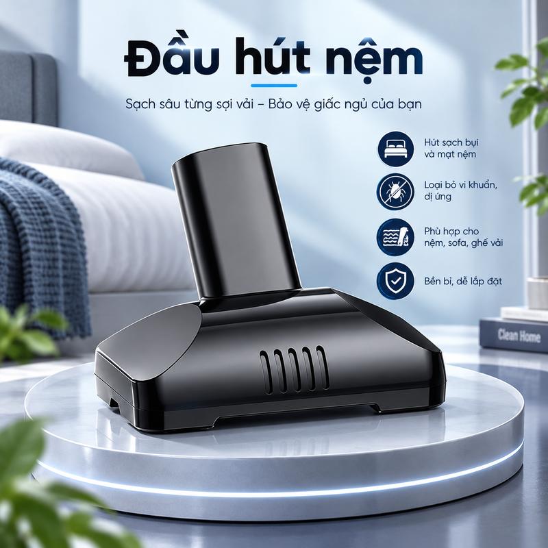 Phụ kiện đầu hút ghế đệm, giường, thảm... cho máy hút bụi mini cầm tay