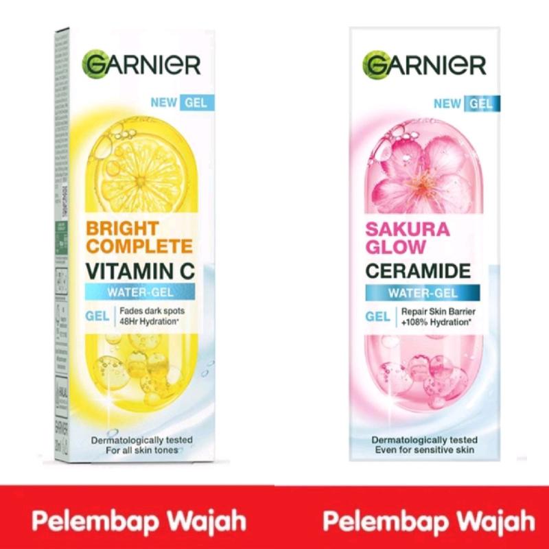 Garnier Bright Complete Vit C/Sakura Glow Ceramide Moisturizer Pelembab & Pencerah Wajah Water Gel 20ml dengan Niacinamide dan Hyaluron - Mencerahkan 0