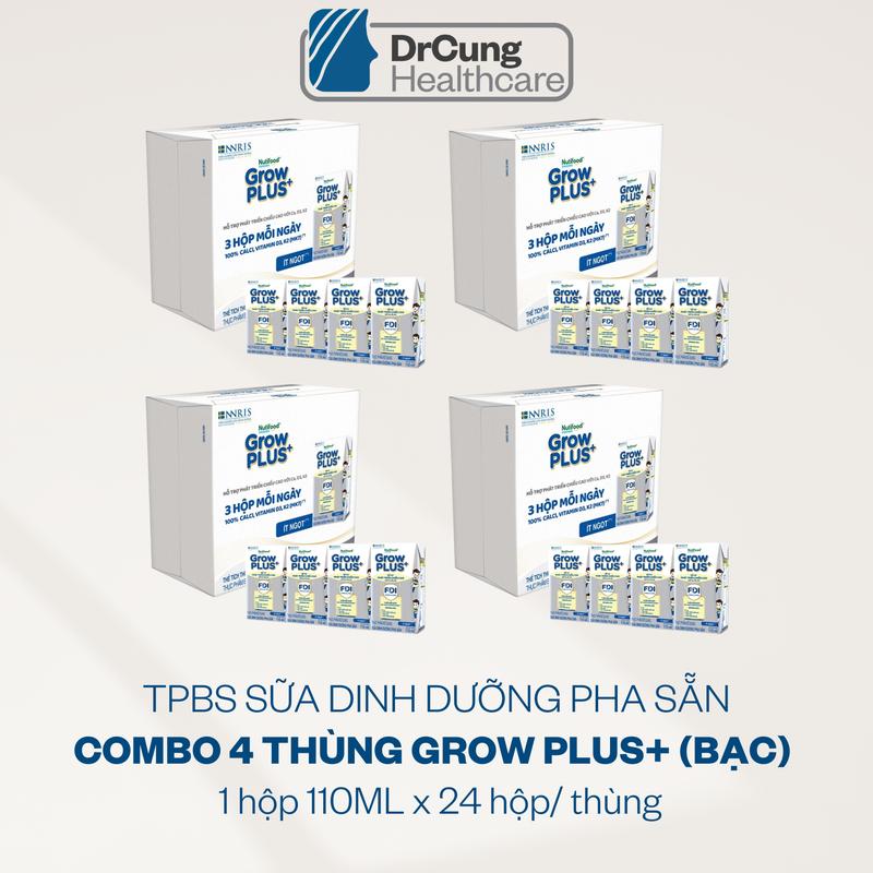  COMBO 4 Thùng 24 HỘP 110ML TỔNG 96 HỘP  TPBS Sữa dinh dưỡng pha sẵn Nutifood GROW PLUS+  Bạc   dành cho trẻ 