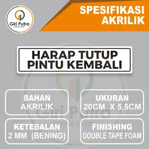 AKRILIK TEMPEL / AKRILIK HARAP TUTUP PINTU KEMBALI