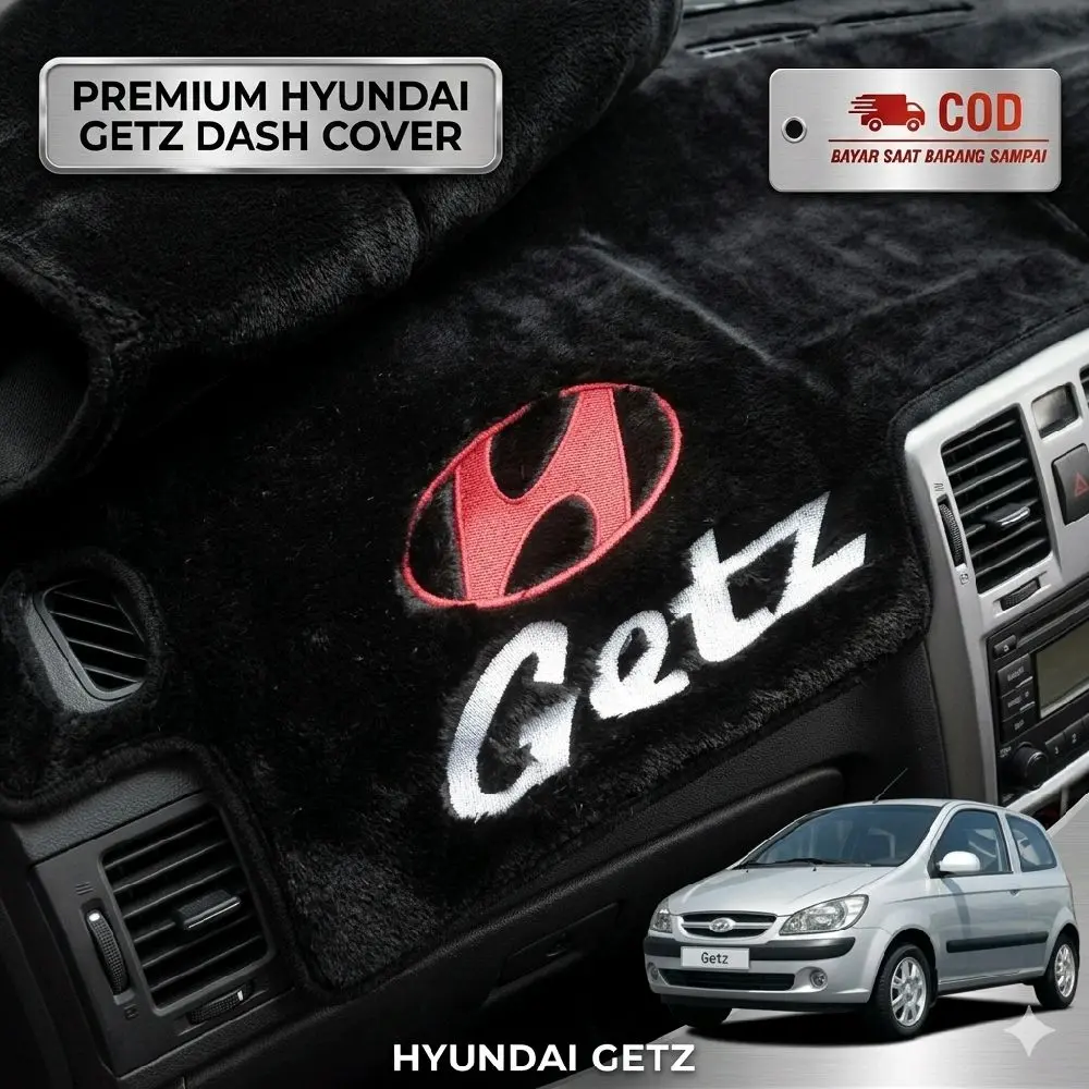 Cover Alas Karpet Dashboard Hyundai Getz Bulu Bordir Premium 3D Komputer RASFUR 2CM Lembut Melindungi Dashboard dari Kusam & Panas Terik - Car