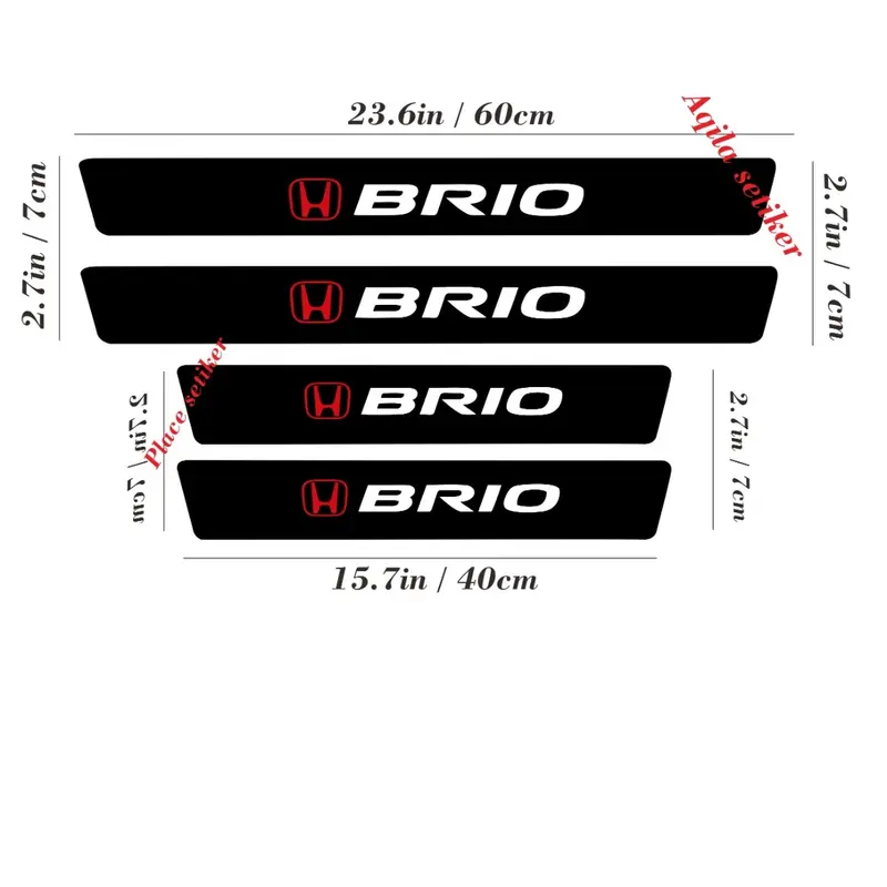 Stiker Door Sill Plate Tulisan Brio Stiker Honda Pelindung Pijakan Lantai Kaki Mobil Bahan Carbon 3D Anti Gores Coklat 2