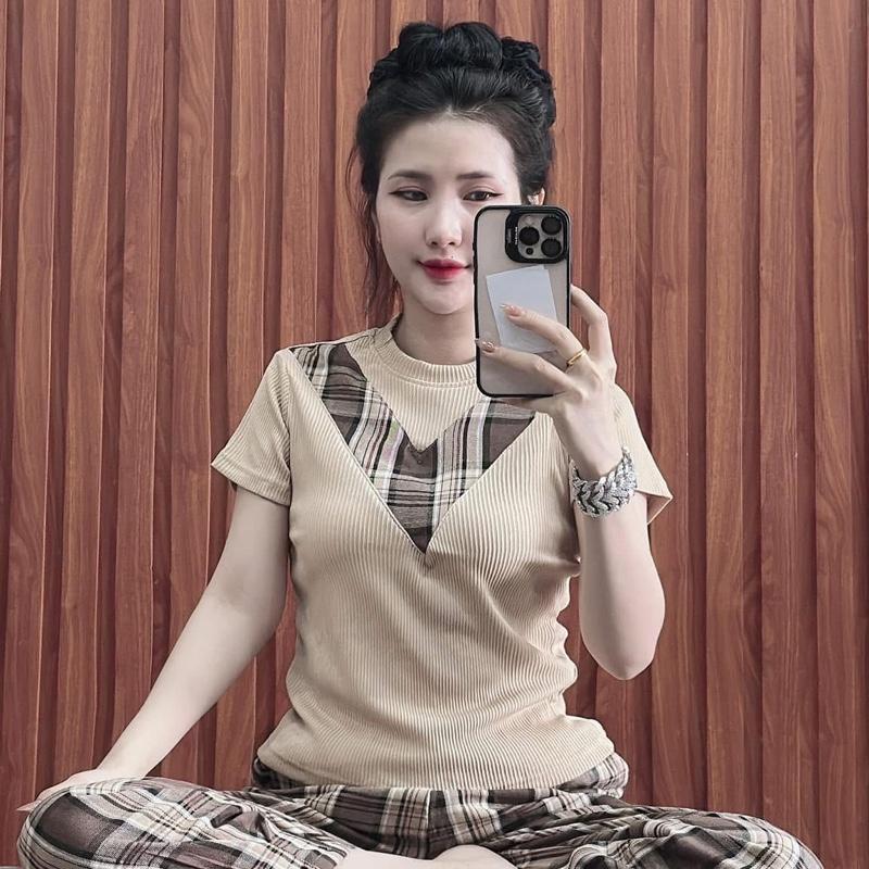 Đồ Bộ Áo Gân xin dáng vừa quần baggy sọc ống xep ly