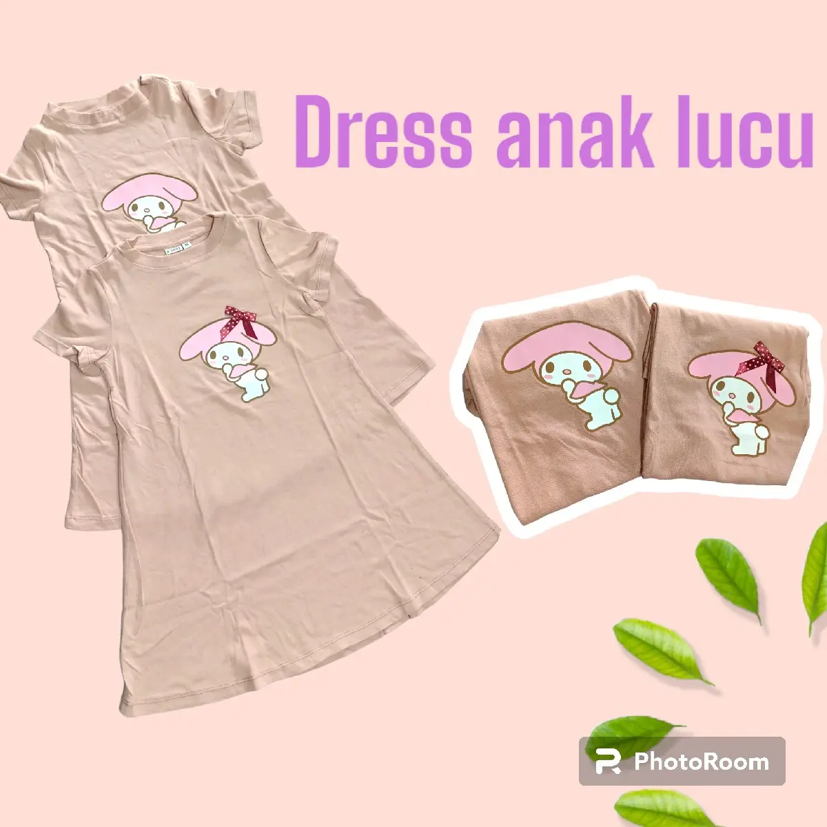 Dress anak perempuan motif Cinnamon Pink