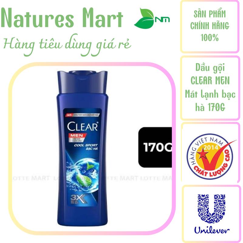 Dầu gội CLEAR MEN Mát lạnh bạc hà 170G
