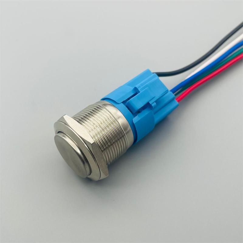 Product Introduction of Button switch 22MM no light high head self-locking reset IP65 current 3A-5A start switch 4