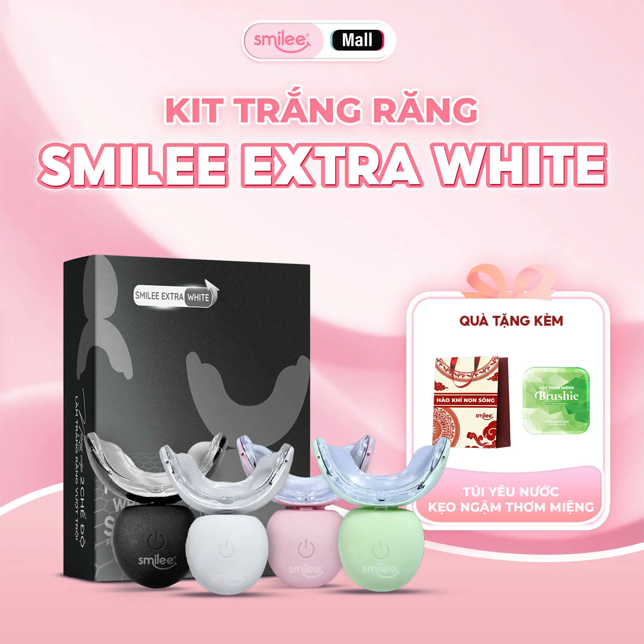 Bộ kit Smilee Extra White - Tặng Túi kháng chiến, kẹo thơm miệng - Bảo hành 12 tháng - Hàng chính hãng