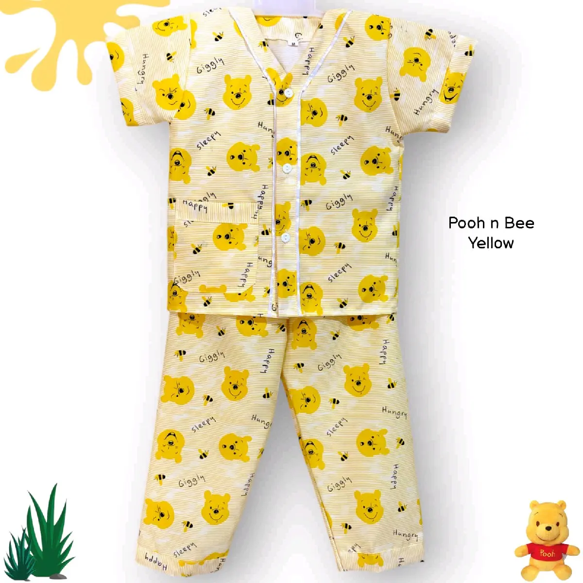 Belovya Baju tidur kids anak usia 1-12 tahun motif the pooh campuran Katun
