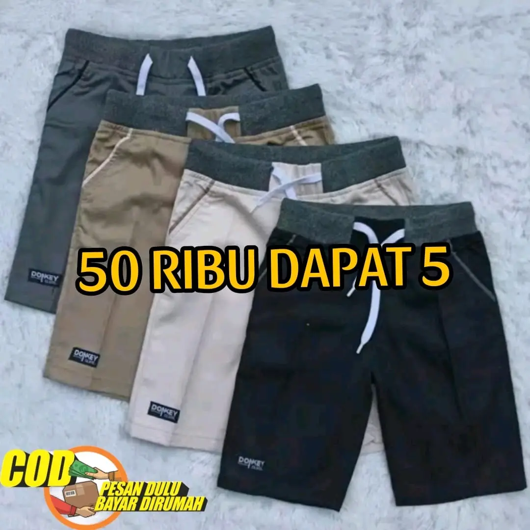 [PAKET 50RIBU DAPAT 5 PCS] celana pendek chinos anak unisex pria wanita cowok usia 3-12 tahun pinggang rip melar short fit Fashion Pakaian terlaris