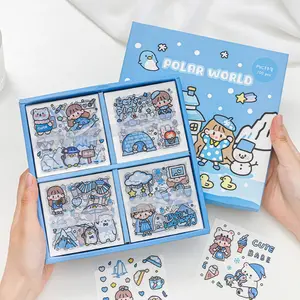 Stiker Box Stiker Botol Minum Bening karakter 1 Box Blue Paper Stationery