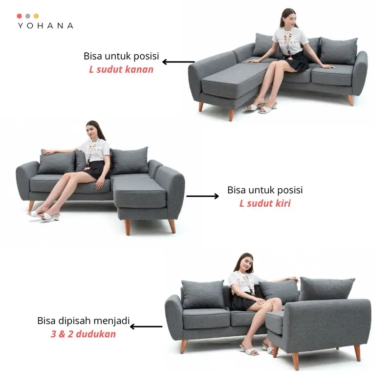 Yohana Sofa Arabela L Sudut 3 Dan 2 Dudukan Minimalis 6