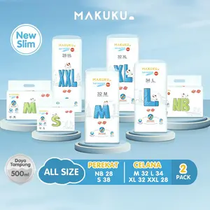 [2 PACK] MAKUKU SAP Diapers Slim Popok(Pants/Tape)