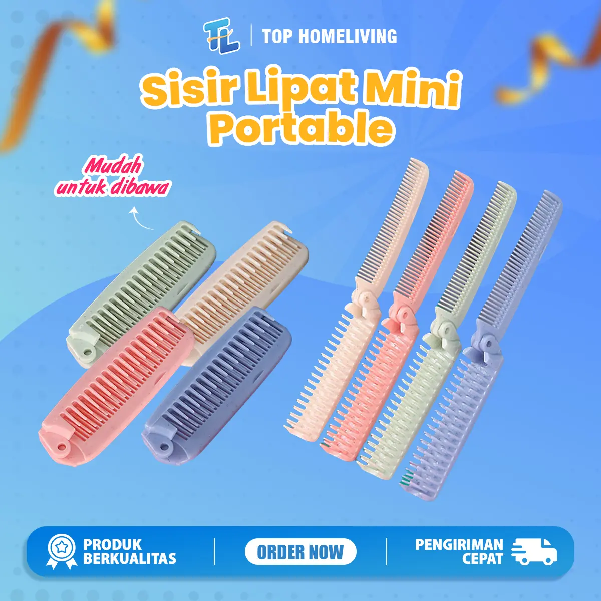 Sisir Rambut Lipat Travel Jerami - Model Terbaru