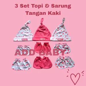 3 set ( 15pcs ) topi & sartaki bayi Newborn series pink