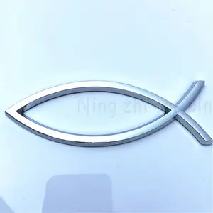 1PCS 14x4.5cm JESUS Fish Silver chrome Christian crafts ABS Car Sticker PEACE FAITH Emblem 3D Badge Decal Auto Accessories