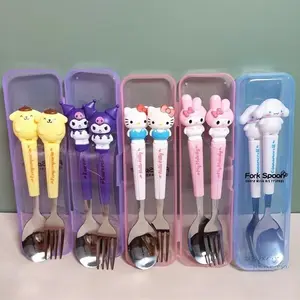 Sanrio Set Sendok Garpu Karakter Stainless Steel Kado Ultah Goodiebag Lucu Sanrio Friends Koleksi Spoons Fork Kitchenware