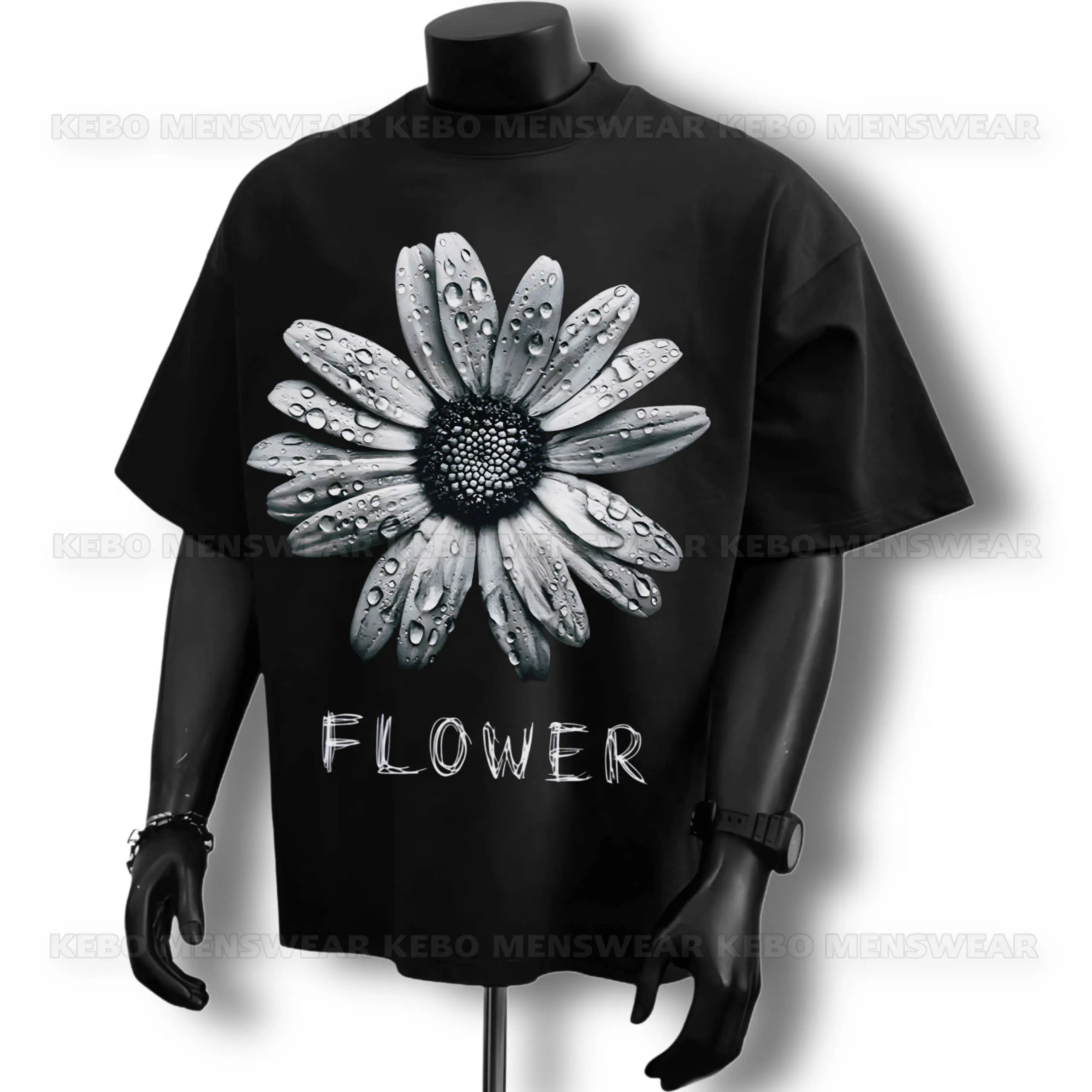 Áo Phông Nam Nữ KEBO Menswear Cotton 4 Chiều Mềm Mịn Basic Cổ Tròn Top HOA TRẮNG