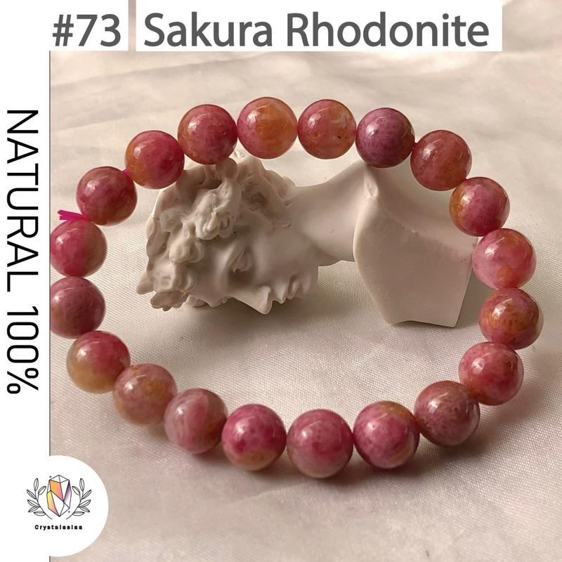 #73【Ready Stock 100% Natural Sakura Rhodonite】Gelang Krystal - TikTok ...